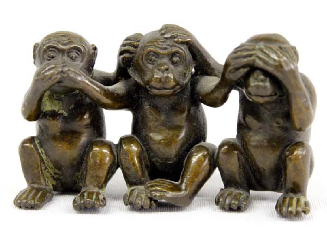 Solid Brass Hear No Evil Monkey Figures (1 of 3)