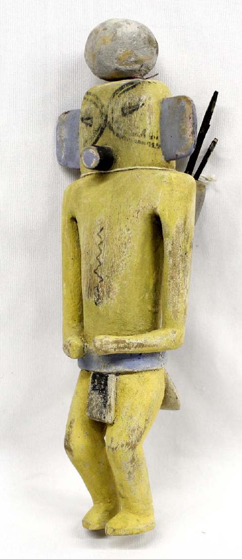 Vintage Hopi Carved Cottonwood Kachina: Vintage 1950-1960 Native American Hopi Carved Cottonwood ''Golf Man'' Kachina, measures 12''H x 4.25''W x 3.5''Deep, name of kachina on bottom of left foot, carrying bag on back with 3 wood golf clubs