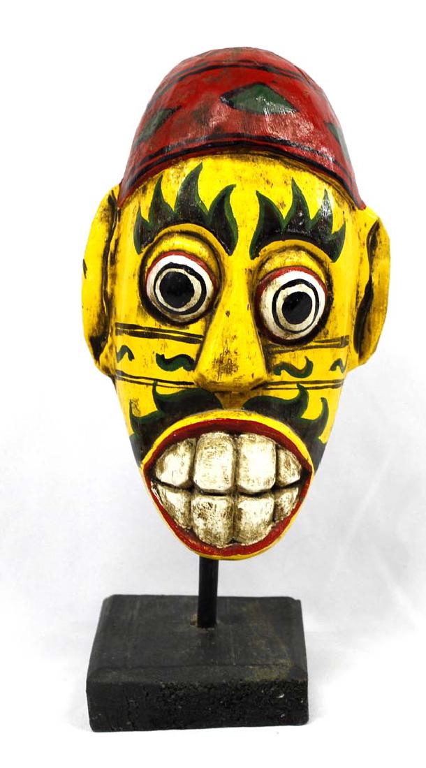 Indonesian Carved Wood Mask on Stand (1 of 2)