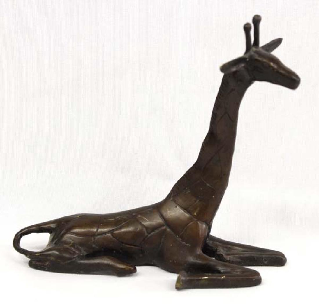 African Cast Bronze Resting Giraffe (1 of 3)