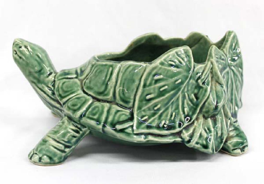 1940 McCoy Green Ceramic Turtle Planter (1 of 5)