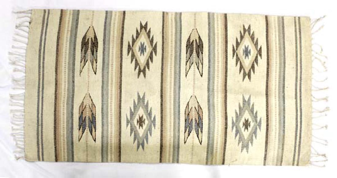 Mexican Fringed Wool Textile Rug (1 of 2)