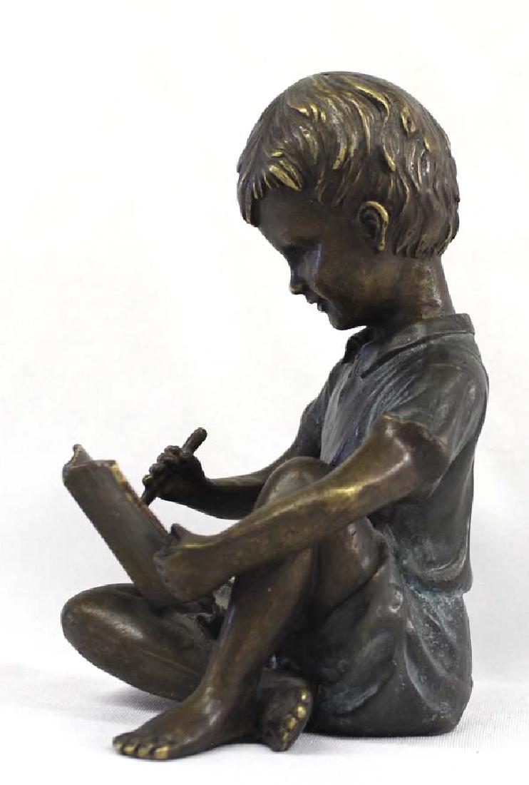 Solid Bronze Statue of Boy Writing in Book (1 of 4)