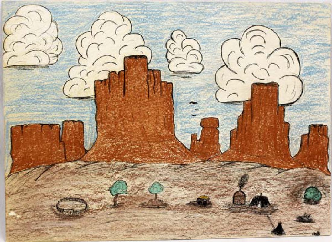 Navajo Student Chalk Pen Drawing by E. Willie (1 of 2)