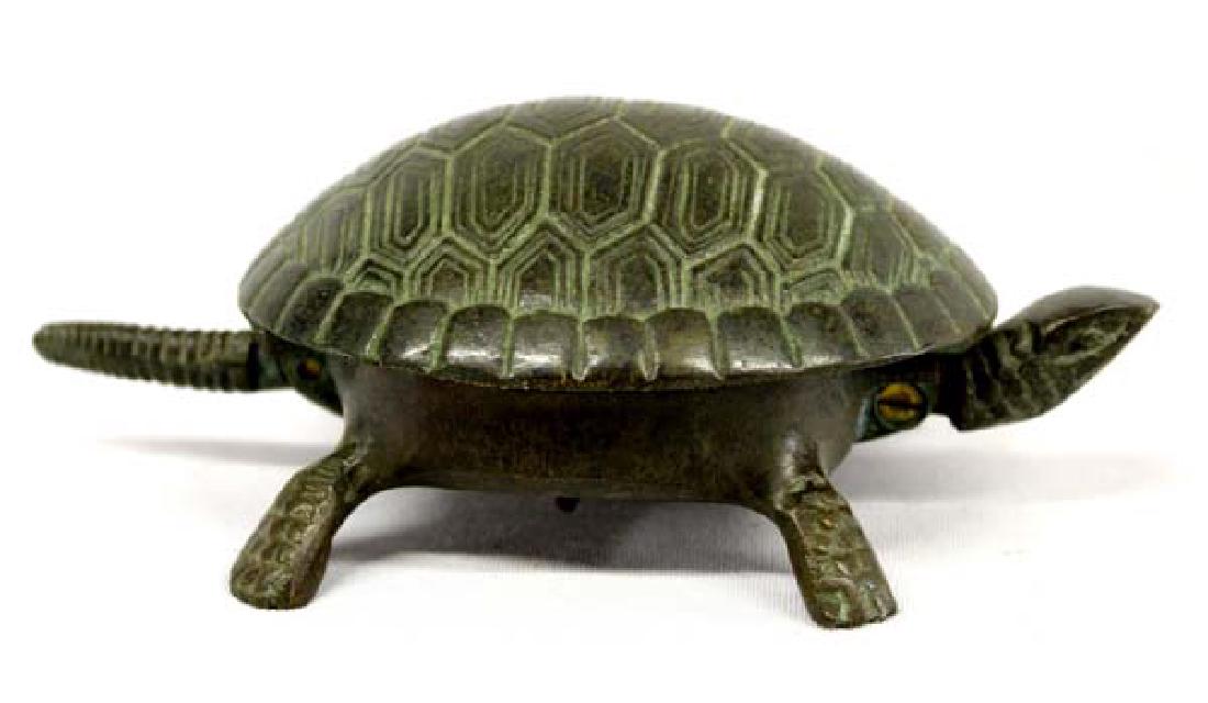 Japanese Metal Craft Windup Brass Turtle Hotel Bell (1 of 4)
