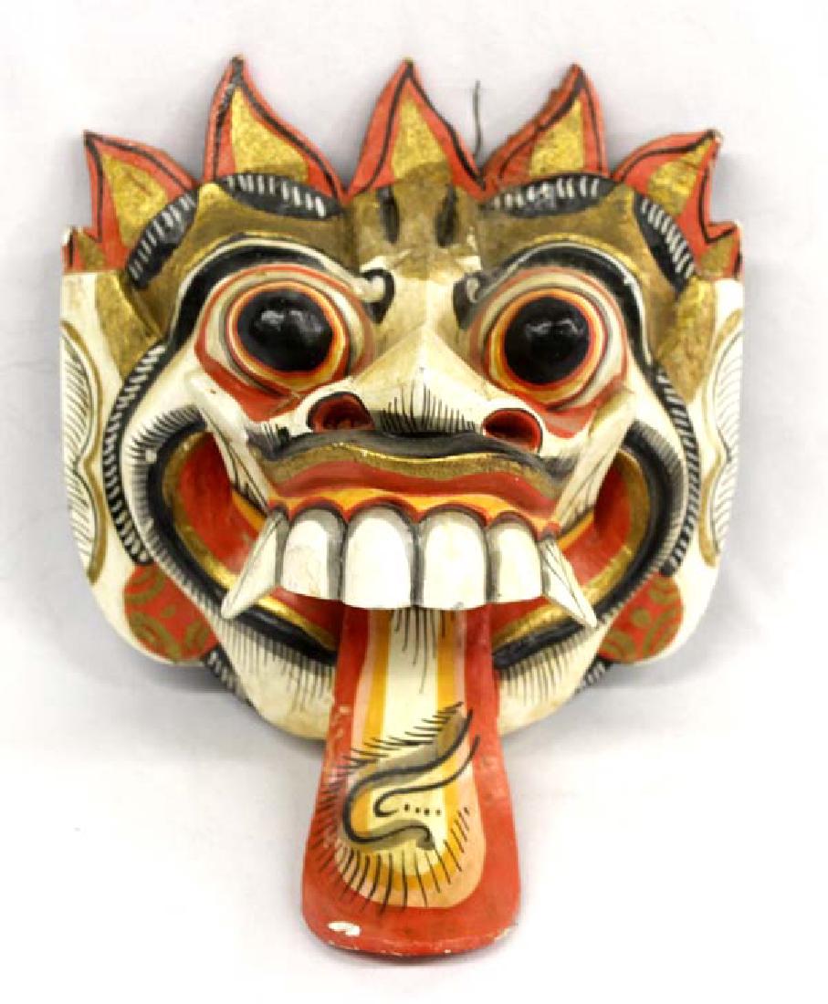 Balinese Carved Wood Barong Mask: Balinese Carved Wood Barong Mask, measures 8.5''L x 6.5''W x 4''H