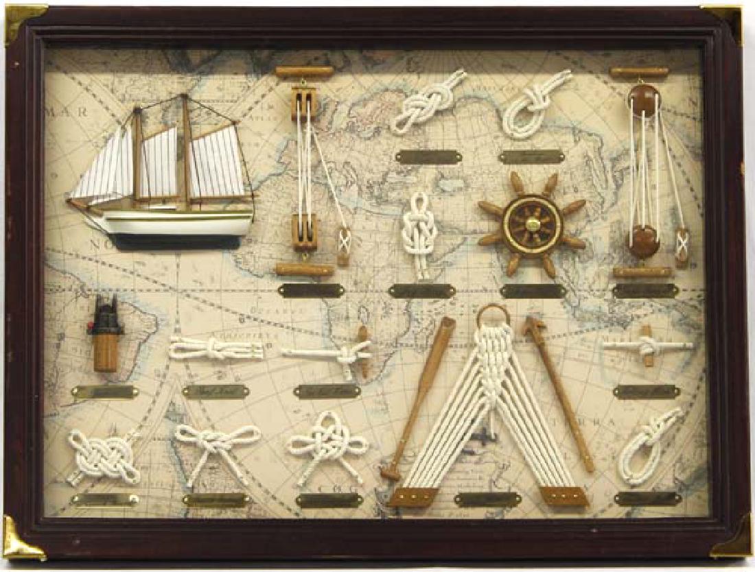 Framed Shadowbox Nautical Knots, Sailboat, & Parts (1 of 3)