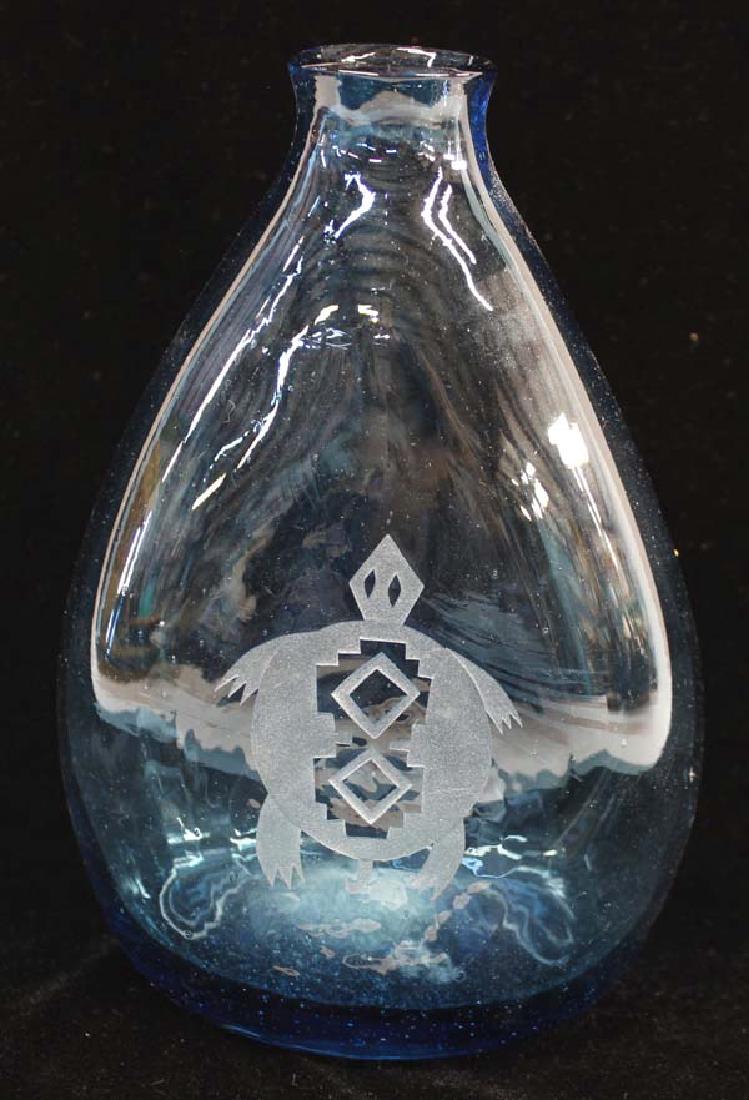 Studio Blown Embossed Turtle Glass Vase by Errett (1 of 3)