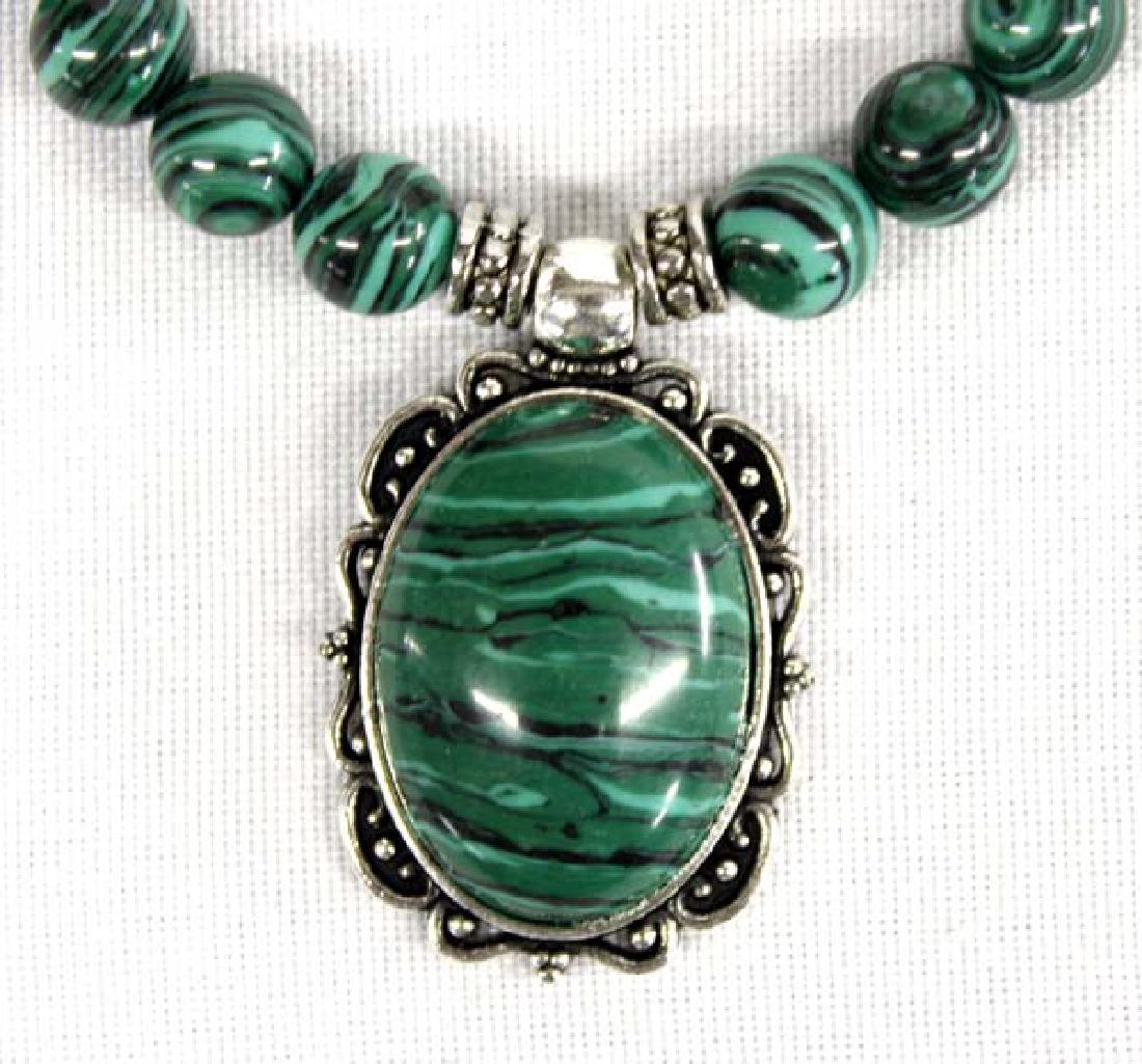 Beautiful Banded Malachite Bead Pendant Necklace (1 of 3)