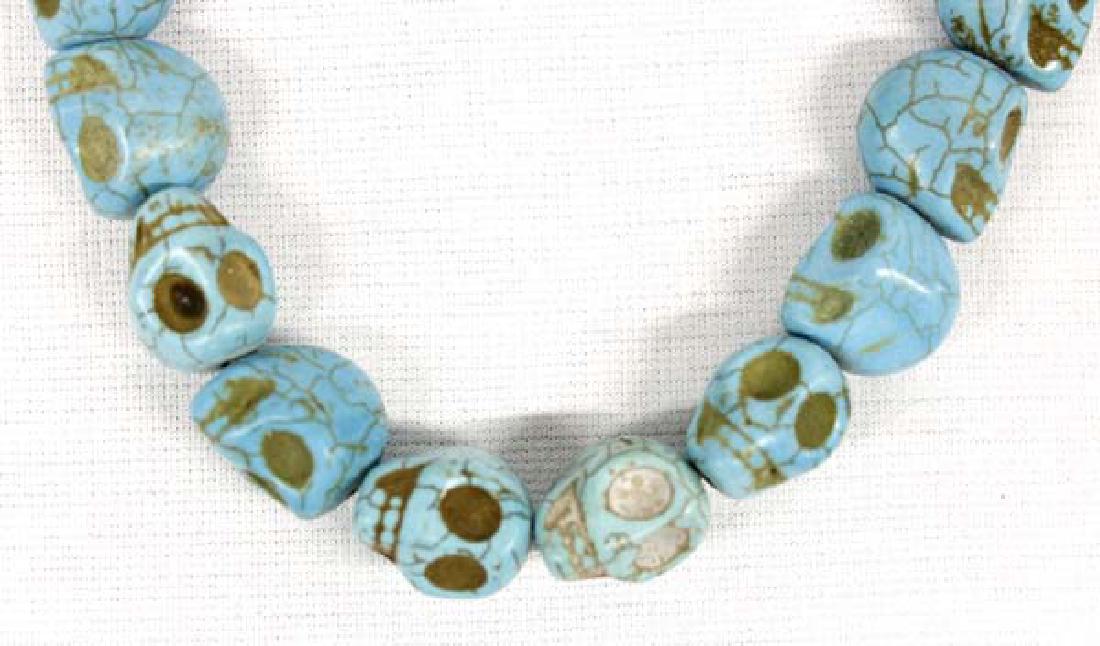 Strand of 24 Stabilized Turquoise Skull Beads (1 of 3)