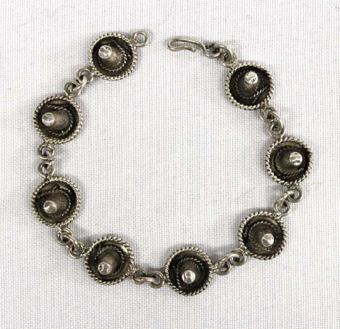 Mexican Sterling Silver Sombrero Charm Bracelet (1 of 3)