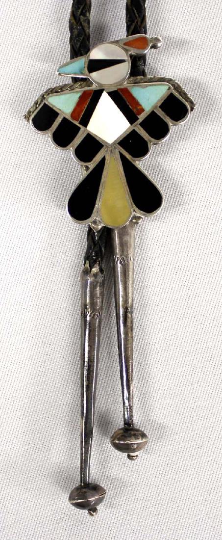 Native American Zuni Sterling Inlay Bolo Tie (1 of 3)