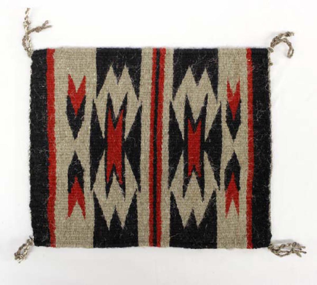 Native American Navajo Chinle Sampler Textile Rug: Native American Navajo Chinle Sampler Wool Textile Rug, measures 11'' x 13'', beautiful colors, 4 cornered tassels intact