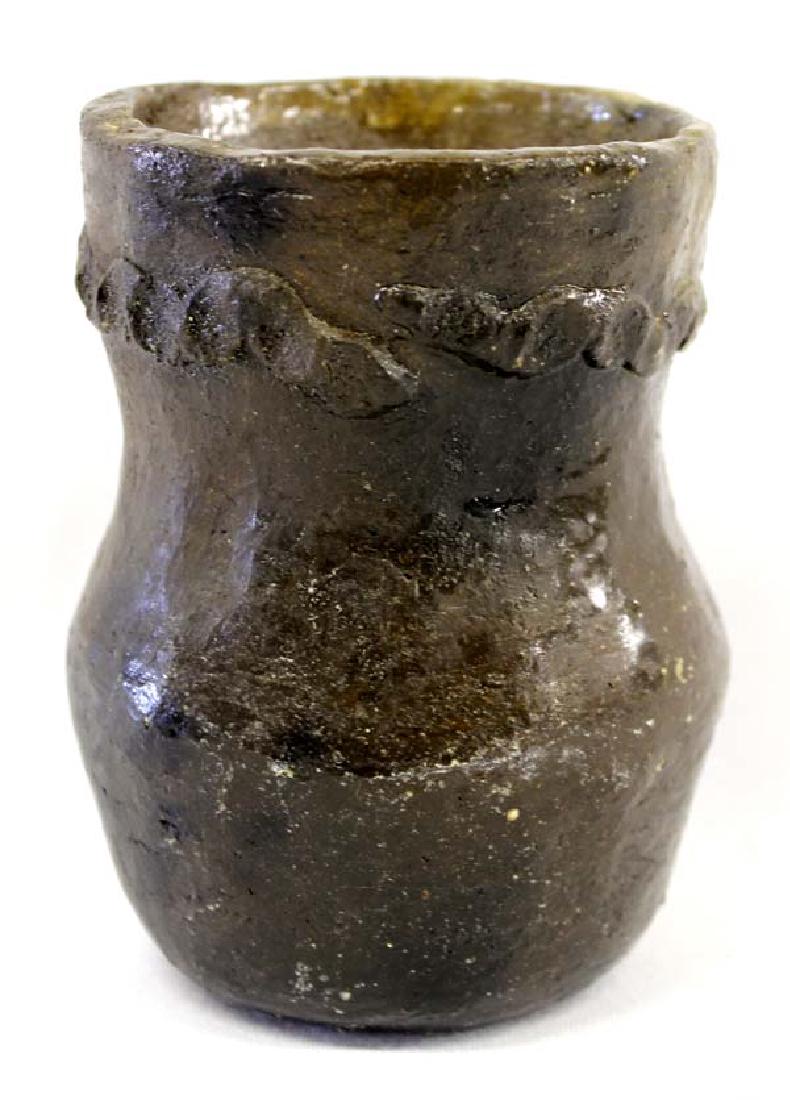 Native American Navajo Pottery Drum Jar by J. Chee: Native American Navajo Pottery Drum Jar by Jonathan Chee, nice thick walled jar, marked JC on the bottom