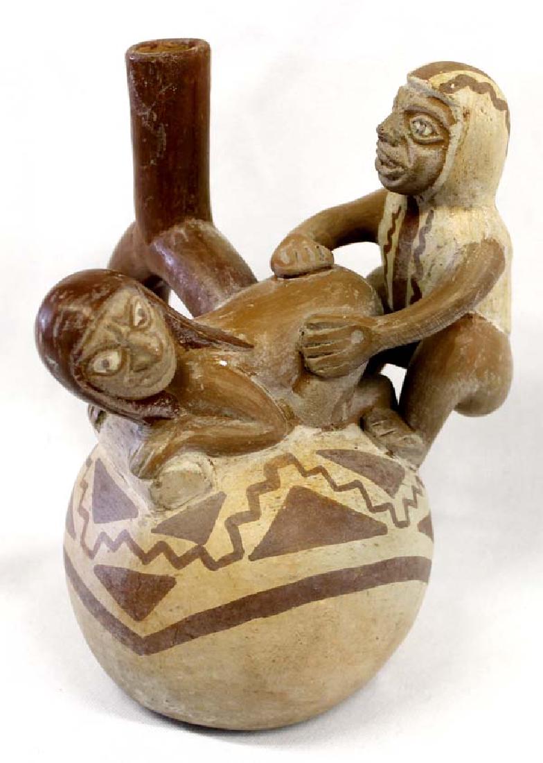 South American Moche Erotica Pottery Stirrup Jar (1 of 4)