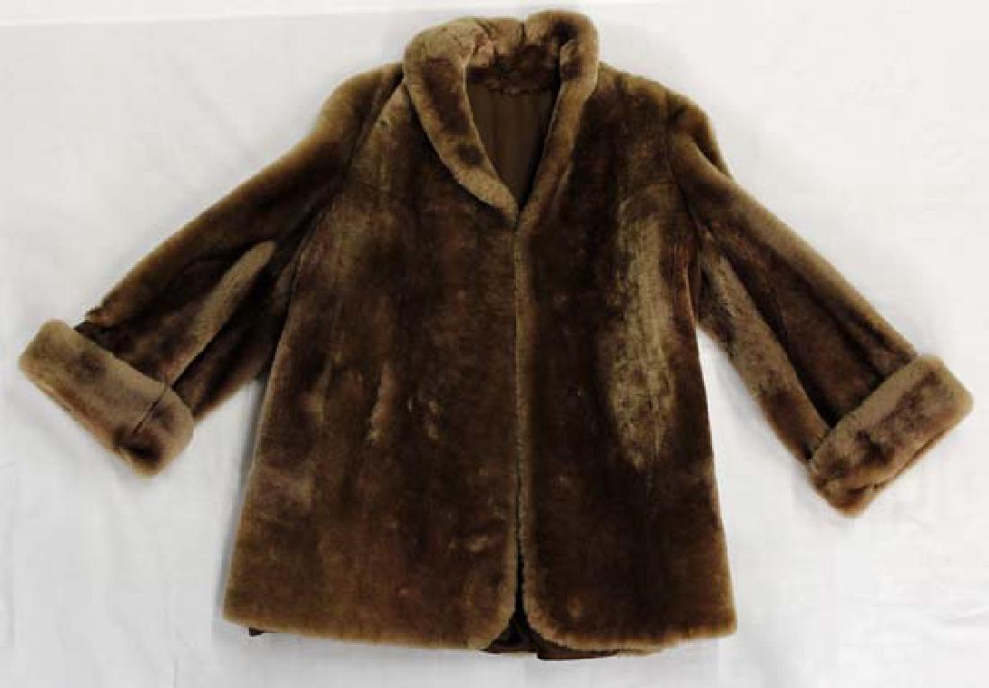 Vintage 1950s 3/4 Length Shearling Fur Coat (1 of 4)