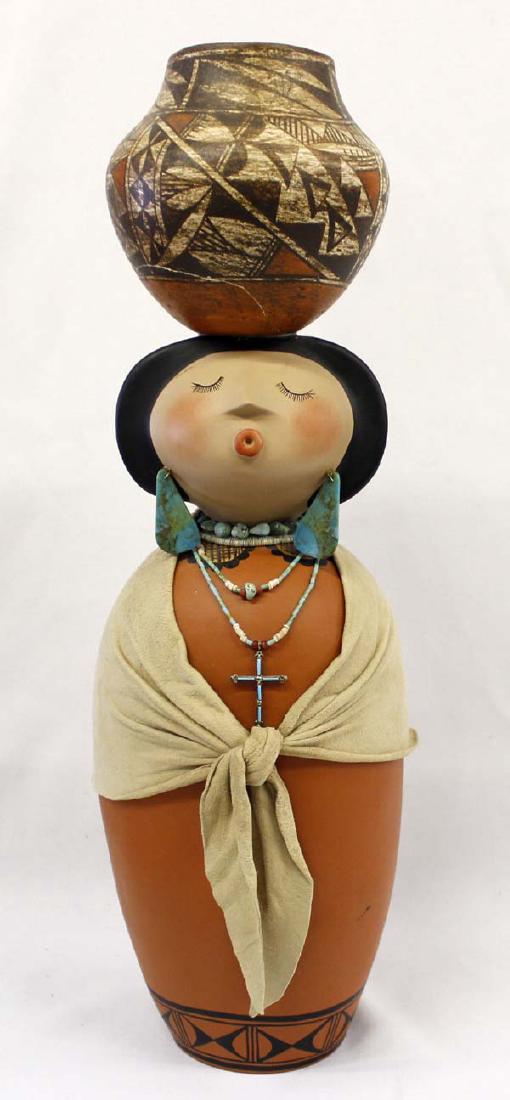 1996 Robert Rivera Acoma Maiden Gourd Art (1 of 7)