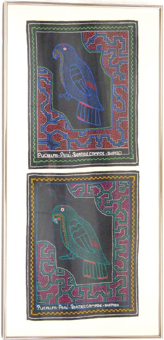 Framed Peruvian Shipibo Hand Embroidered Textiles (1 of 3)
