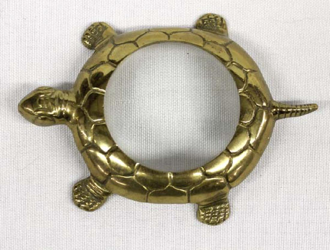 Solid Brass Turtle Paperweight Magnifying Glass