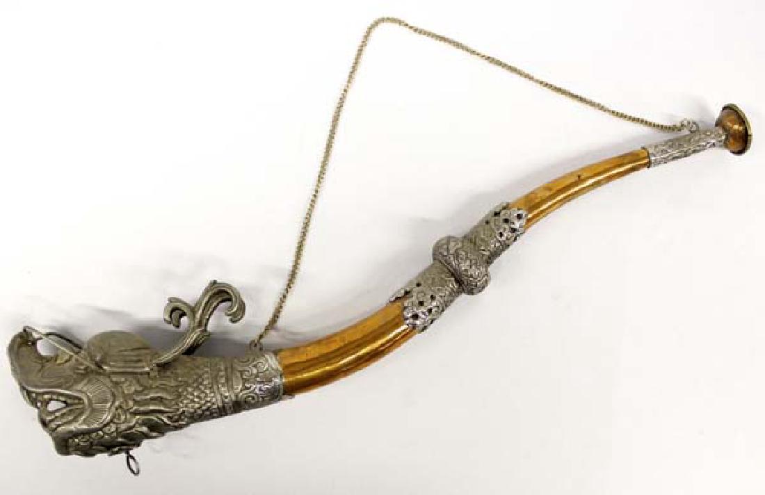 Vintage Tibetan Buddhist Ceremonial Dragon Horn (1 of 3)