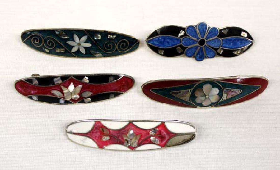 5 Inlay Abalone Hair Barrettes: 5 Inlay Abalone Hair Barrettes, longest measures 3.75'' x 1''