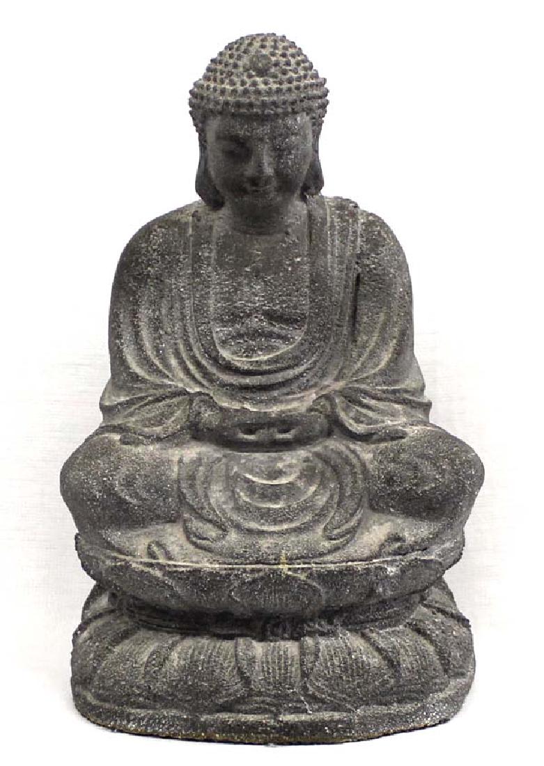 Japanese Carved Lava Rock Buddha Statue (1 of 3)