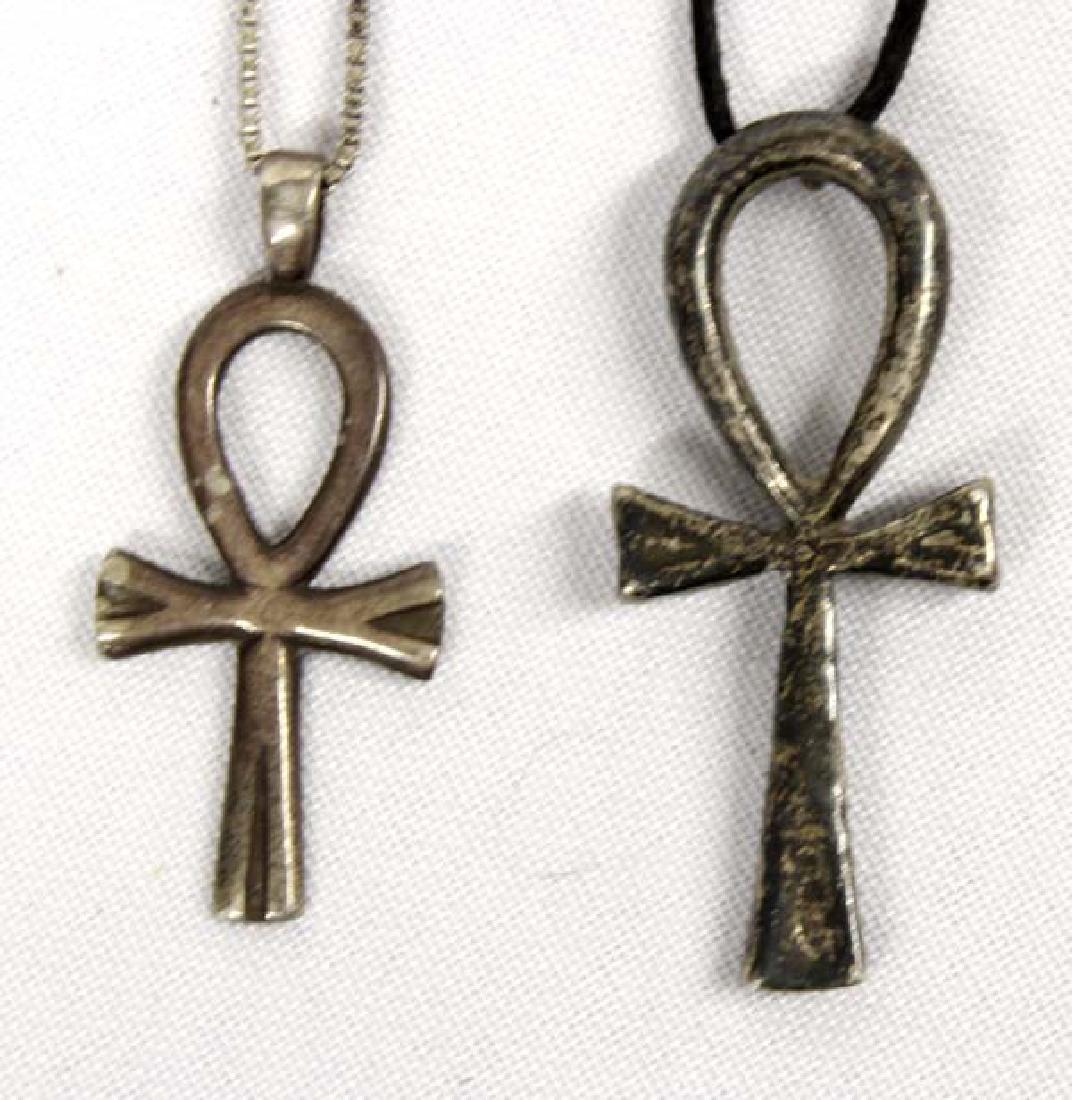 2 Estate Sterling Ankh Cross Pendant Necklaces (1 of 5)