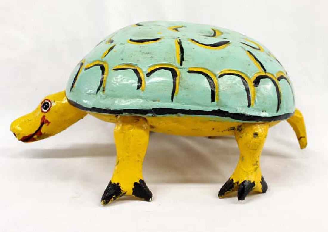 Large Mexican Carved Wood Folk Art Turtle (1 of 3)