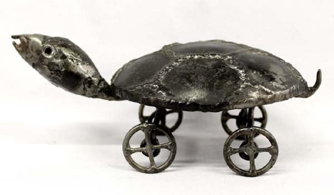 Hand Crafted Cast Iron Turtle on Wheels by P Weil (1 of 3)