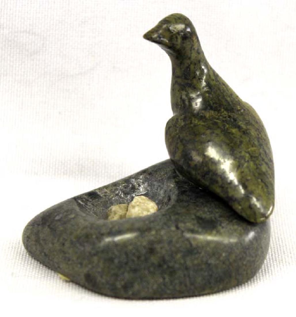 Canadian Inuit Carved Jade Nesting Bird by Kokola (1 of 4)