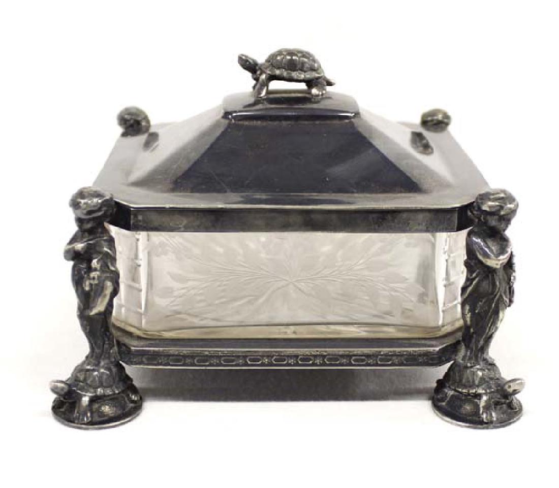 Antique Silver Plate Etched Glass Candy Dish (1 of 5)