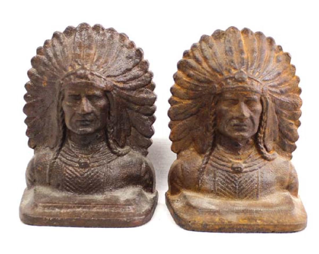 Antique Iron Will Indian Chief Bookends (1 of 3)