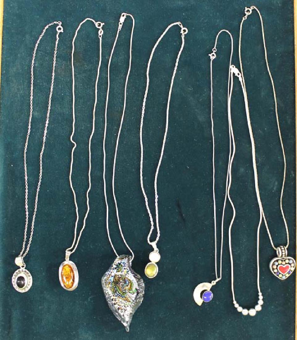 7 Estate Sterling Silver Pendant Necklaces (1 of 4)