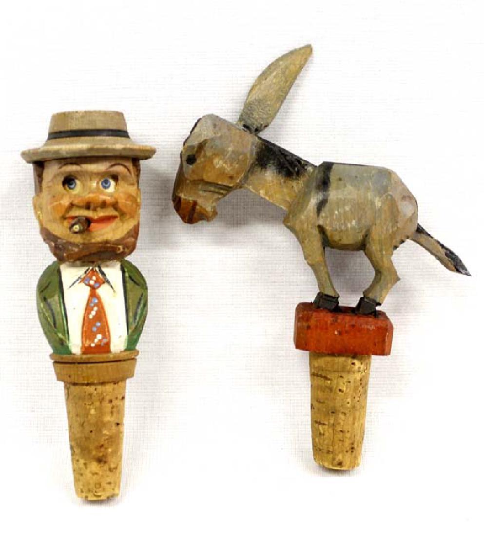 2 German Hand Carved Wood Bottle Stoppers (1 of 3)