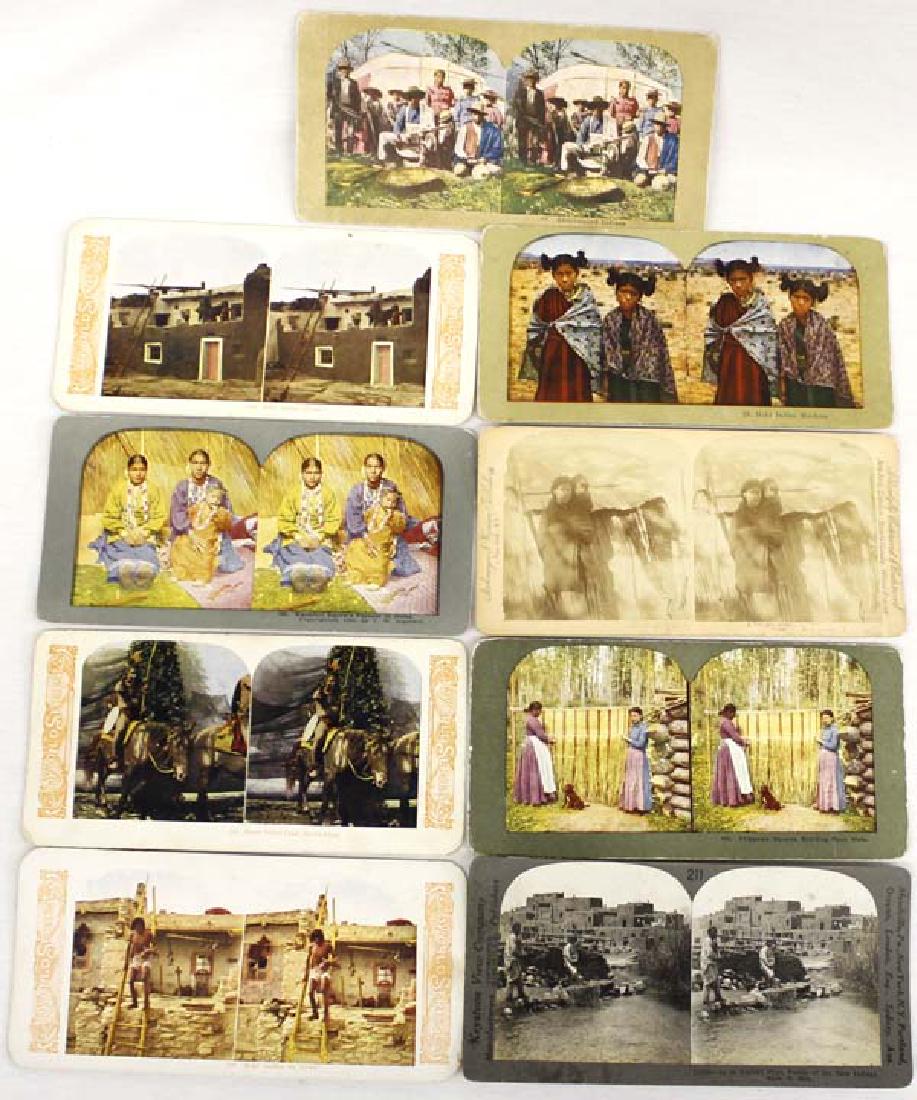 10 Antique Native American Steroscope Cards: 10 Antique Native American Steroscope Cards, most from the late 1880's, Native American images, including the very rare and collectible Sioux Indian Chief ''He-No-Fraid.'', includes World Series (Repr