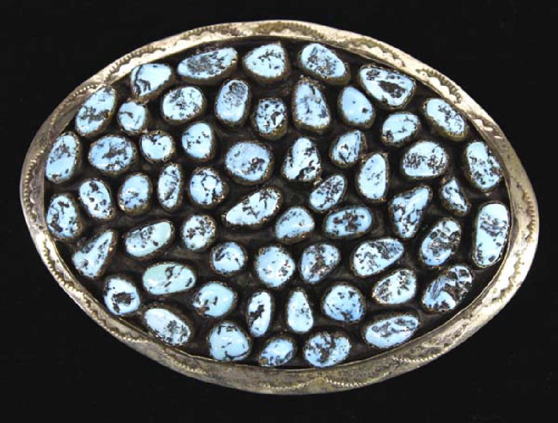 Navajo Turquoise Nugget Belt Buckle (1 of 2)