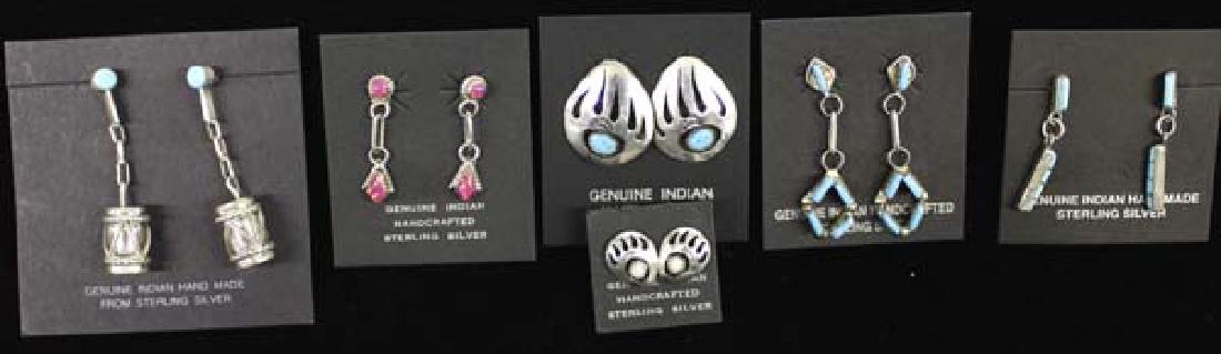 6 Pairs of Navajo and Zuni Sterling Earrings (1 of 4)