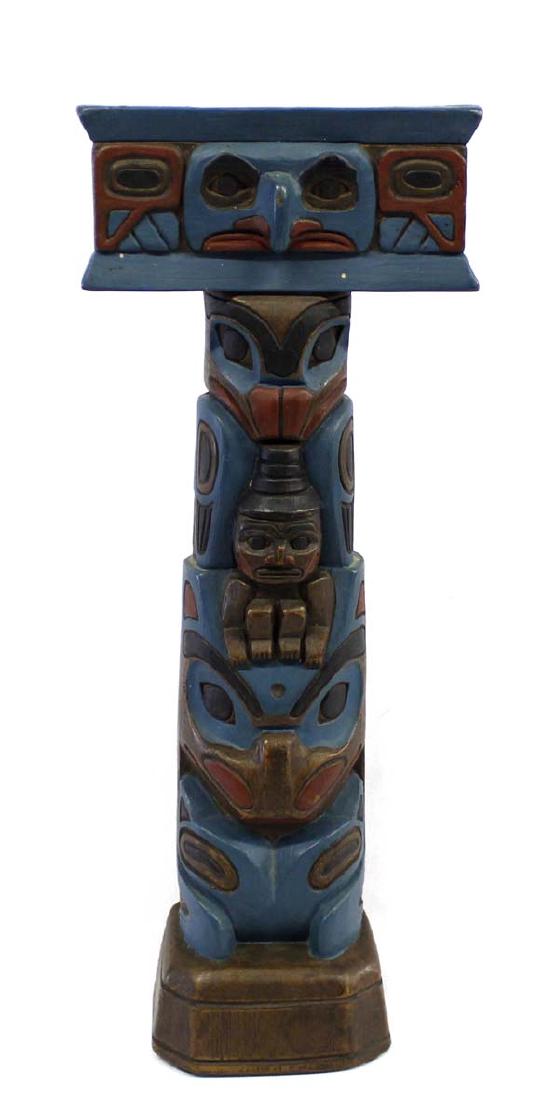 Northwest Coast Alaskan Trading Post Totem Pole: Northwest Coast Alaskan Trading Post Totem Pole, measures 5.5'' x 14.5''H