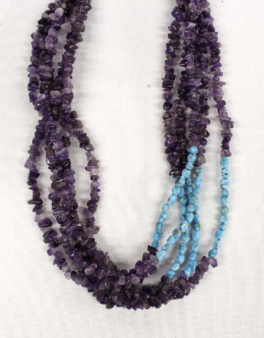 5 Strand Amethyst and Turquoise Nugget Necklace (1 of 3)