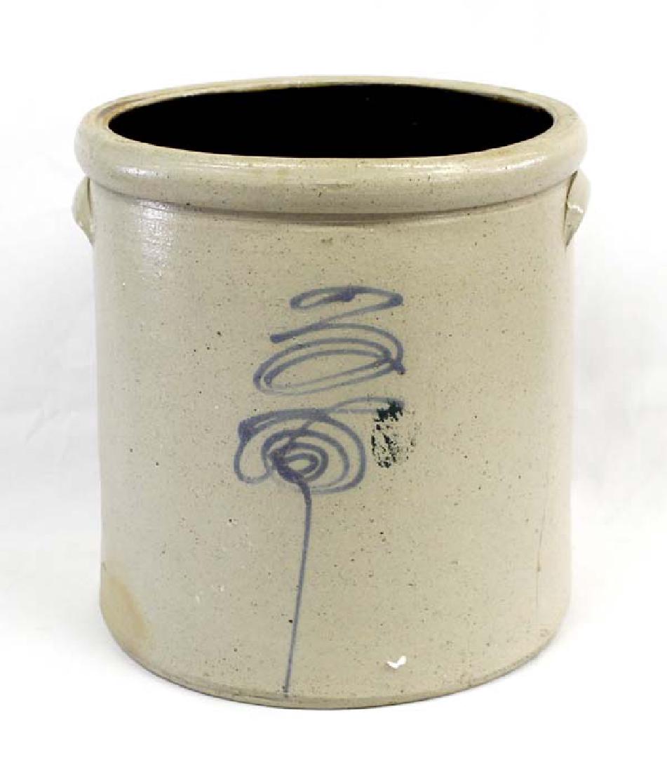 Antique Cobalt Blue Bumblebee Sting Crock: Antique Cobalt Blue Slip Bumblebee Sting Crock, double handled, measures 10'' x 11''