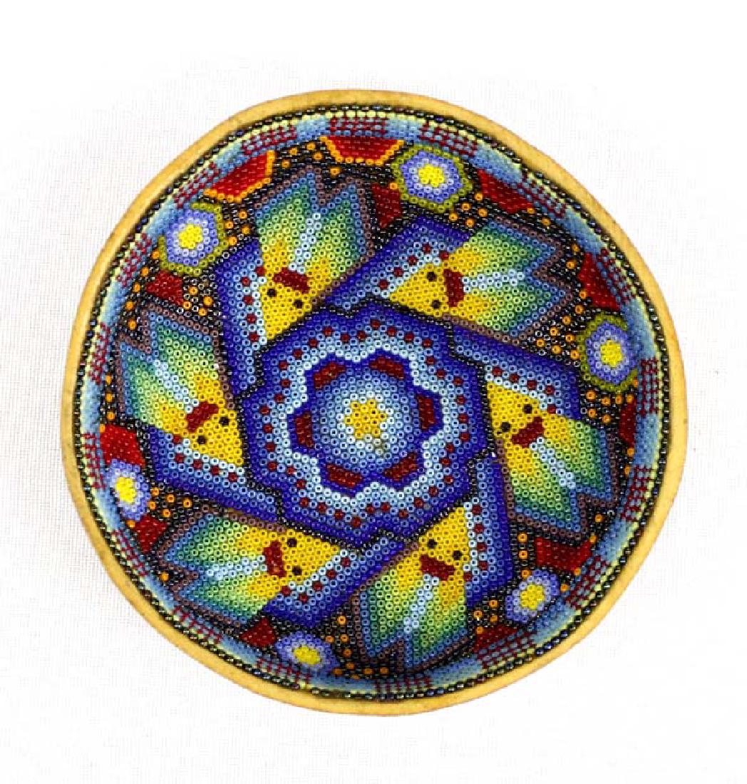 Mexican Huichol Indian Beaded Gourd Bowl (1 of 3)