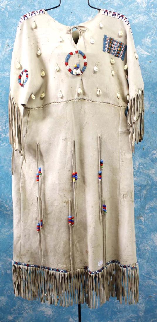 Plains Indian Beaded Fringed Leather Dress (1 of 3)