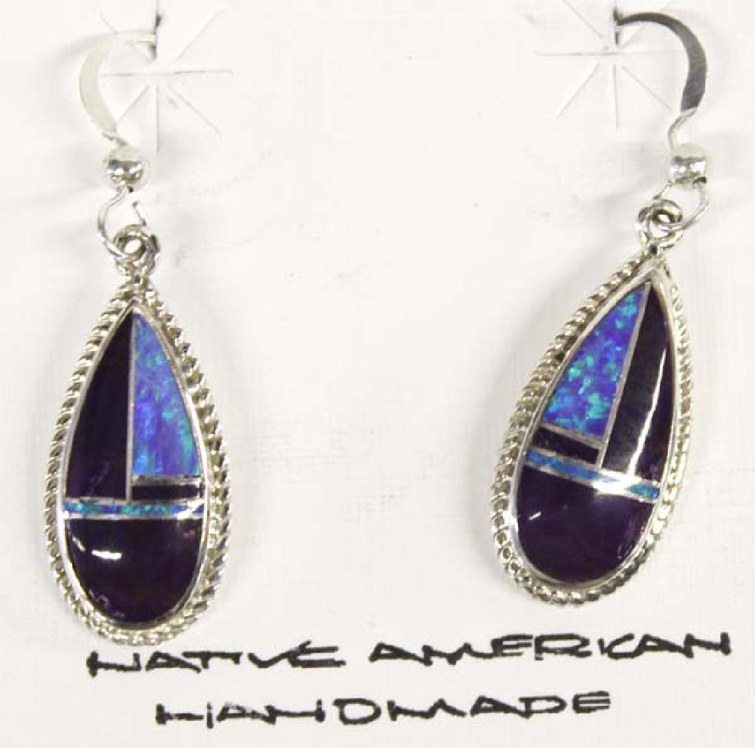 Navajo Sterling  Sugilite & Opal Earrings (1 of 3)
