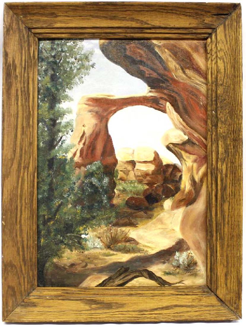1969 Estate Original Oil Painting by Lee Papale: Framed 1969 Original Oil Painting ''Arch'' by Lee Papale, visual measures 9'' x 13'', signed by artist, from the Diane Arrington Estate. FYI: ''(d.May 1, 2016), FYI: ''Lee was the daughter of famous a