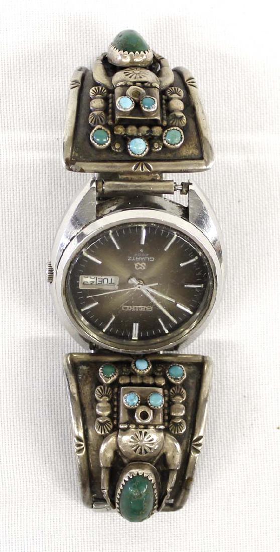 Navajo Sterling Turquoise Watch Band by Jerry Roan (1 of 3)