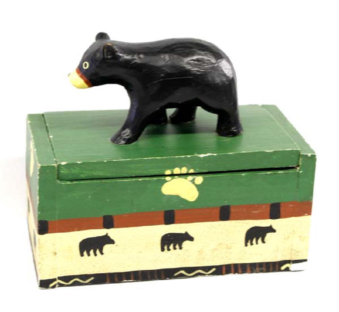 Rustic Cabin Decor Carved Wood Bear Box (1 of 2)