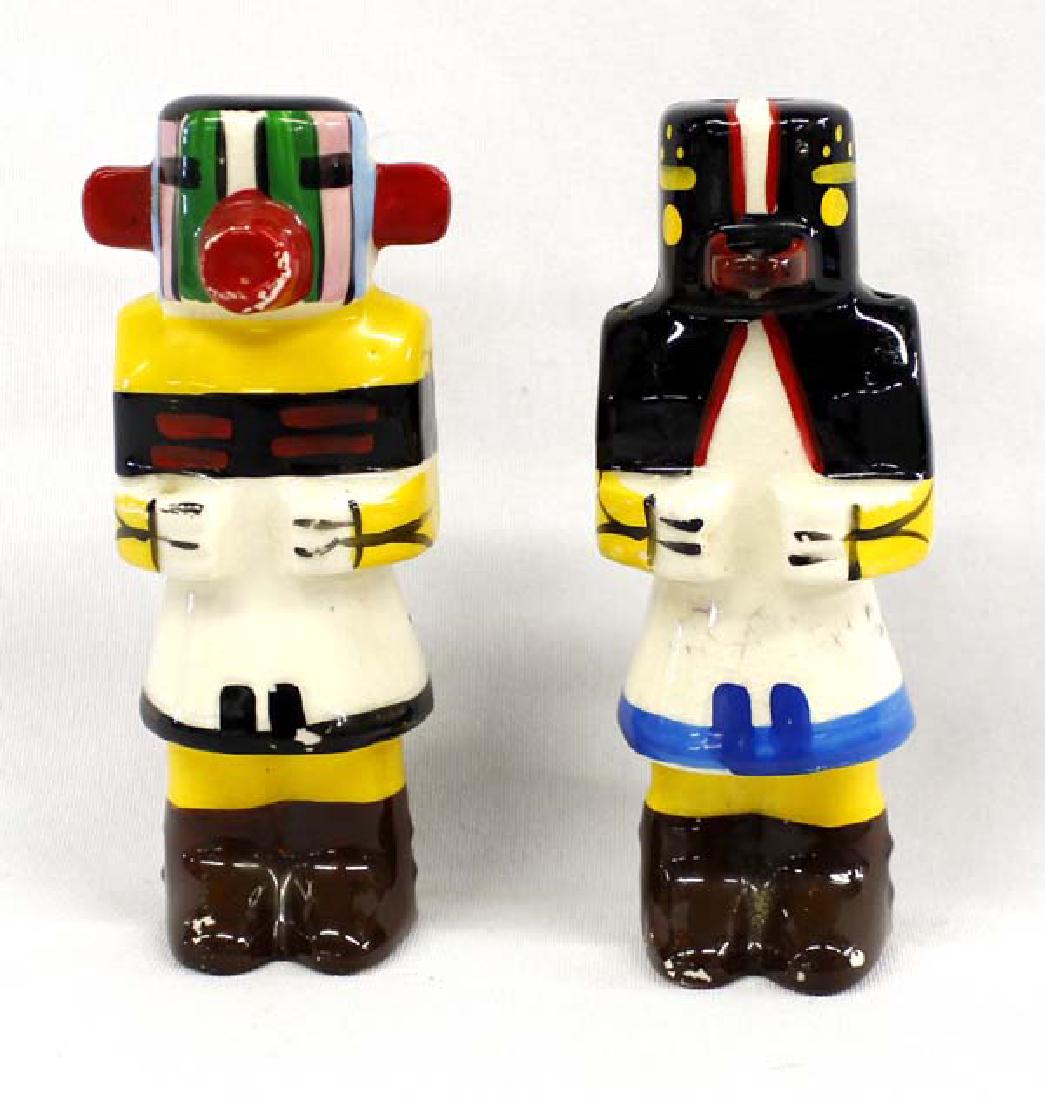Mark Exclusive Ceramic Kachina Salt Pepper Shakers: Vintage Mark Exclusive Ceramic Kachina Salt & Pepper Shakers, made in Japan, measure 5''H, comes with original foil label on bottom