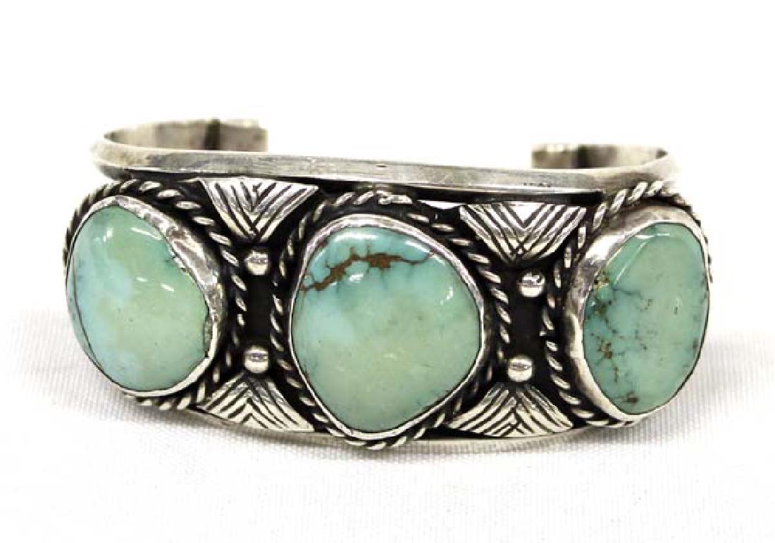 Navajo Sterling Carico Lake Turquoise Bracelet (1 of 4)