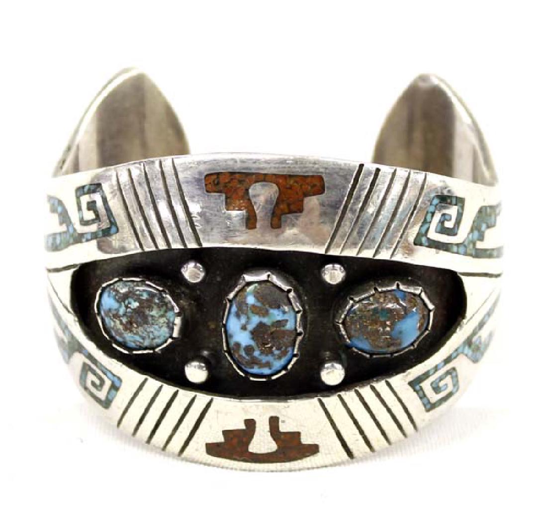 Navajo Silver Turquoise Bracelet by Charlie Sing (1 of 4)