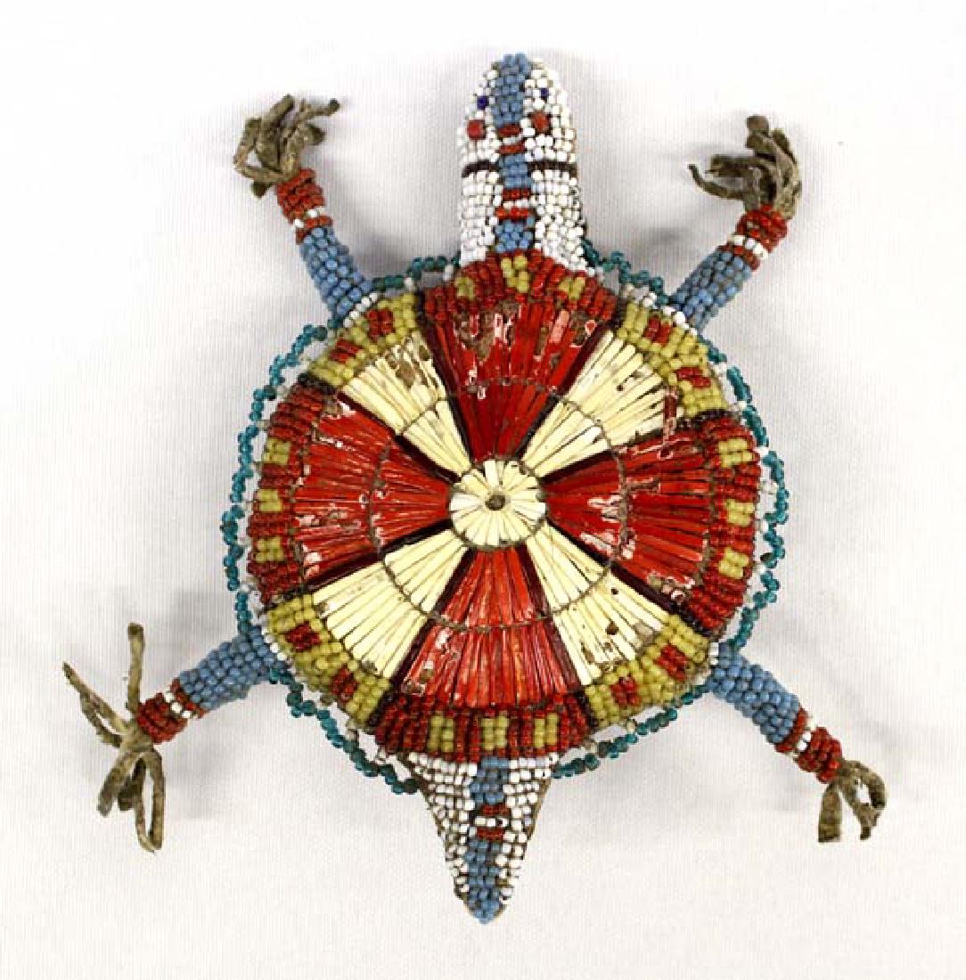 Sioux Beaded Umbilical Cord Turtle Fetish with Quills (1 of 4)